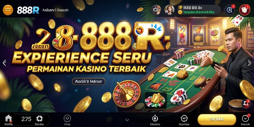 Screenshot gameplay seru di 888R menampilkan suasana kasino yang mengasyikkan.