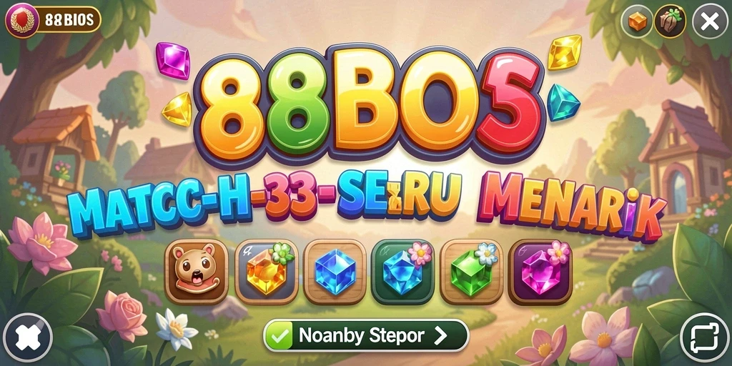 Screenshot gameplay 88BOS menunjukkan keseruan mencocokkan batu berwarna.