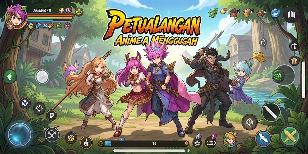 Tangkapan layar gameplay AGEN878 dengan karakter Anime beraksi.