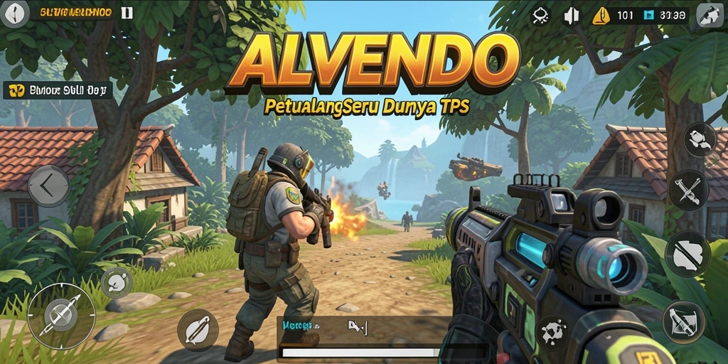 Tampilan gameplay seru dari ALVENDO dalam TPS.