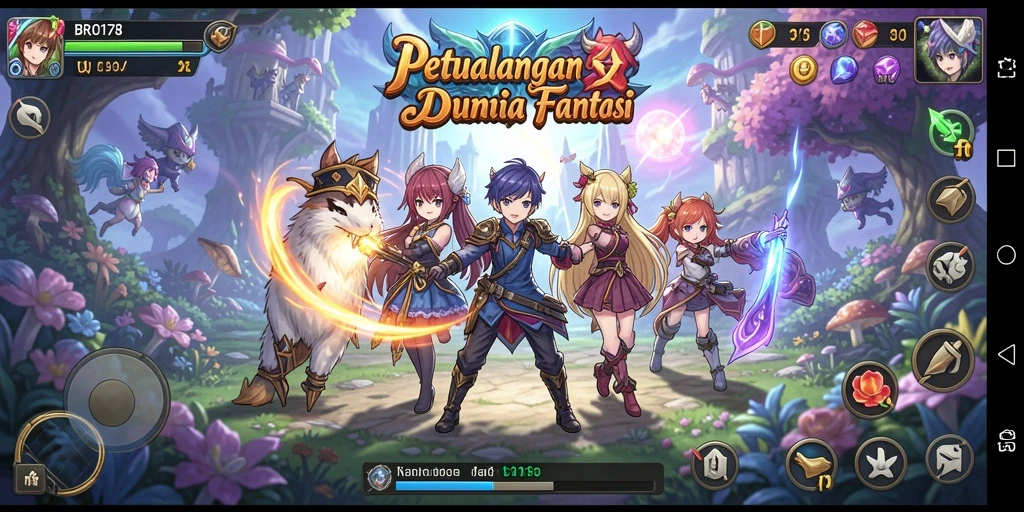 Tampilan utama gameplay BRO178 dengan aksi karakter Anime.
