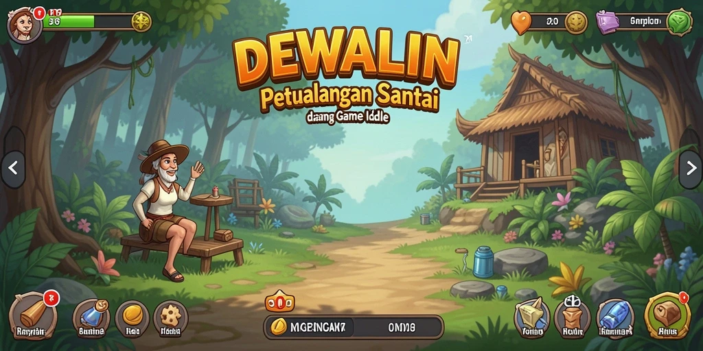 Tampilan gameplay santai dalam DEWALIN dengan karakter unik.
