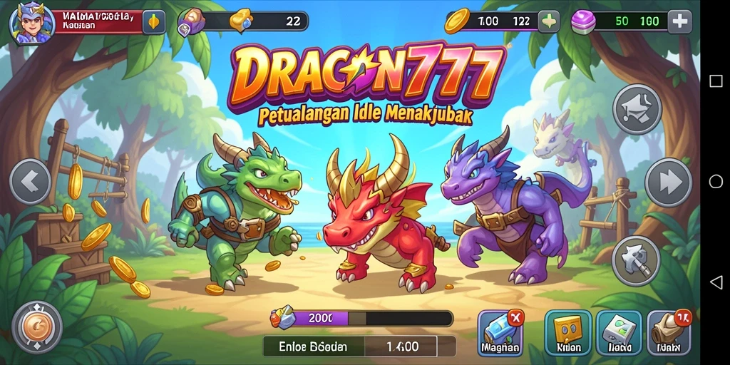 Screenshot gameplay <strong>DRAGON777</strong> menampilkan naga yang sedang bertarung dengan musuh.