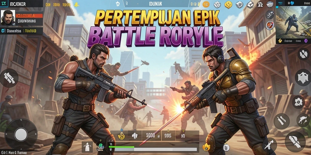Screenshot gameplay IDCJOKER menampilkan aksi pertempuran Battle Royale yang intens.