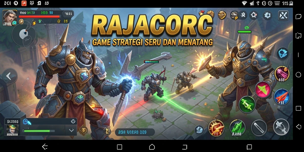 Tampilan gameplay seru di RAJACORC dengan strategi yang mendalam.