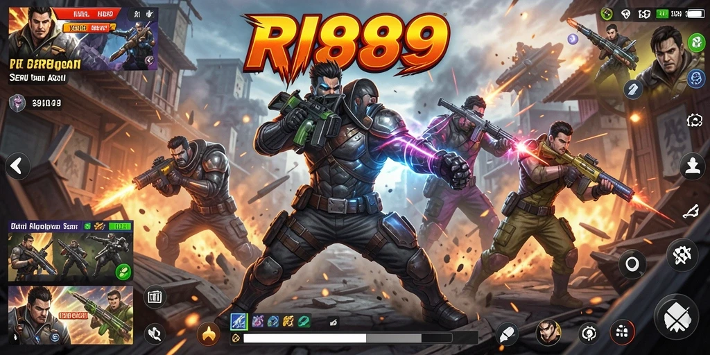 Tampilan gameplay seru di RI889 dengan pertempuran intens.