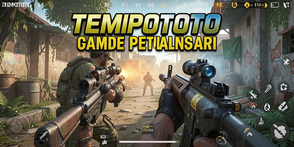 Screenshot TEMPOTOTO menampilkan aksi mendebarkan dalam pertempuran FPS.